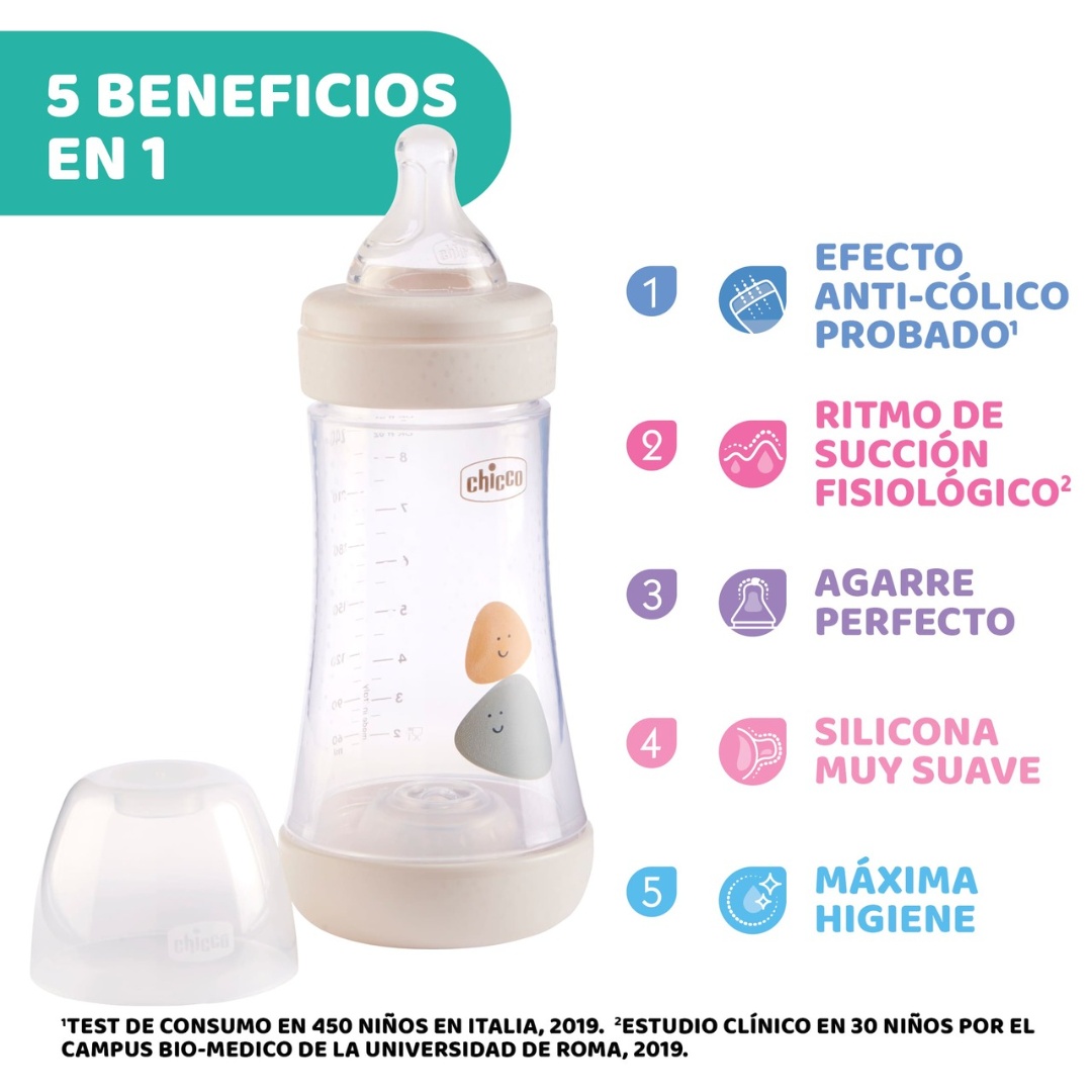 Chicco Perfect 5 Biberon Tetina Silicona 2m+ Neutro 240ml