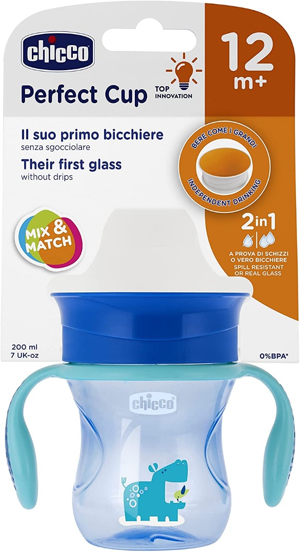 Vaso Chicco Perfect Cup Antiderrame 360º 12m+ - Bebelli